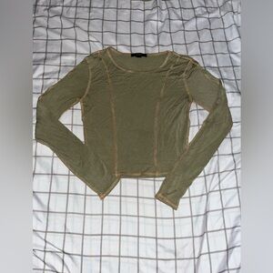 Super cute Forever 21 green long-sleeve with orange stitching